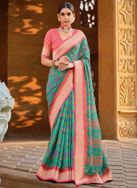 Sea Green Colour REWAA SAMANTHA Heavy Wedding Wear Fancy Soft Patola Designer saree Collection R 352-A
